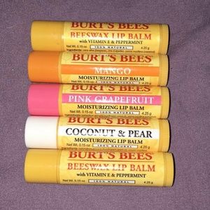 5 Burts Bees Lip Balms